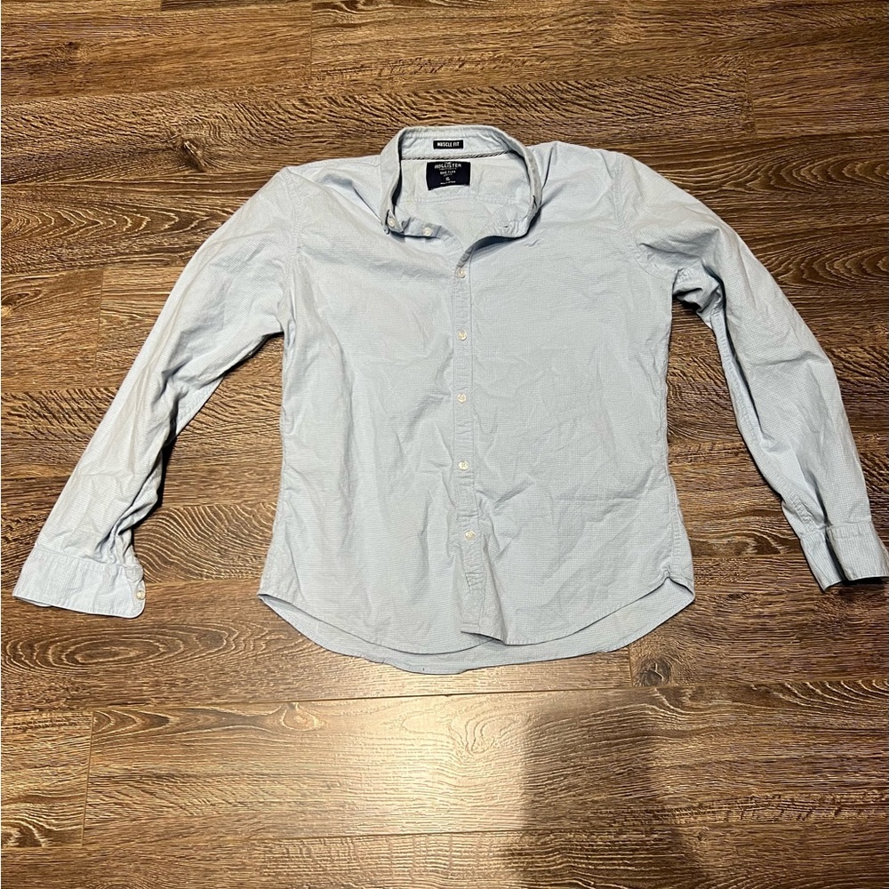Hollister Blue Muscle Fit button-up shirt